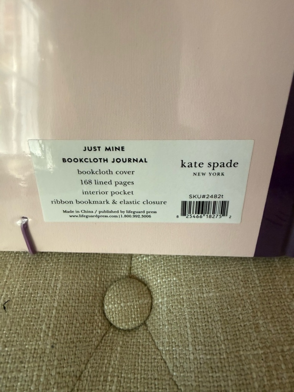Kate Spade Just Mine Monogram T Bookcloth Journal Pink Purple - Picture 6 of 6